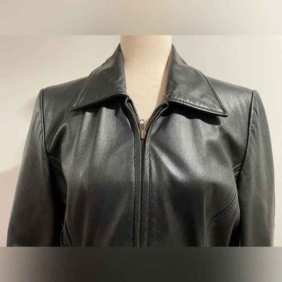 Colebrook & Co vintage black leather jacket, size small - Picture 3 of 13